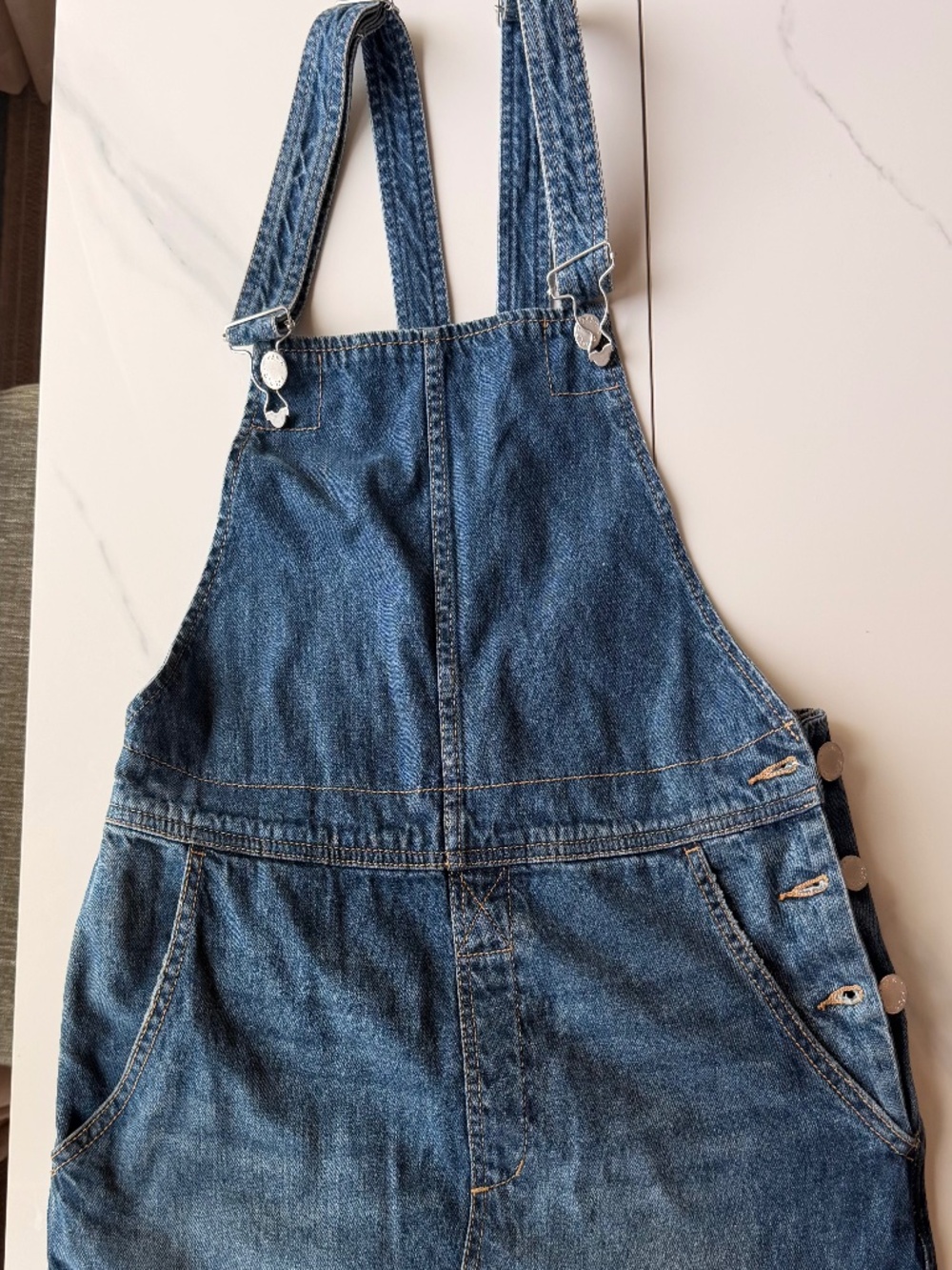 Free People Denim Overall Mini Dress  Sz 8